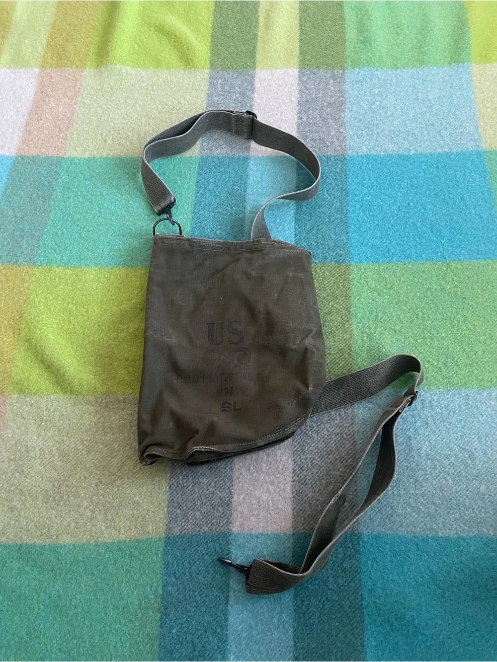 Vintage US Army M1950 canvas olive green bag #military